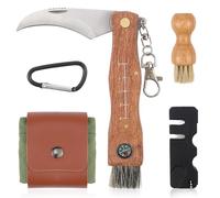 Erzekrim Navaja Setas Navaja para Setas con Cepillo Acero Inoxidable Cuchillo Plegable con Brújula Navaja para Setas con Cepillo y Regla Llavero, Adecuado para Acampar al Aire Libre