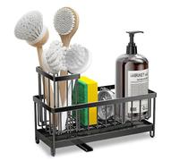 Erzekrim Organizador para fregadero de cocina, organizador de acero inoxidable, organizador con soporte para cepillos, organizador con bandeja de desagüe autodrenante para cocina, baño