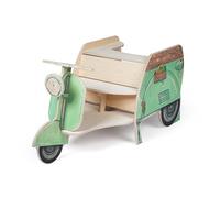 Erzi 10072 Streetfood Scooter de Madera - Quiosco de Juego 2 en 1 con Scooter Retro | Cocina de Juguete Creativa para niños | Altura del Banco 50 cm | Fabricado en Alemania