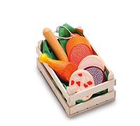 Erzi surtido de embutidos de cajas de madera, pequeños, comida de juguete, Accesorios Tienda