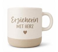 Erzieherin Geschenk Tasse Keramikbecher mit Spruch Herz, Abschiesgeschenk Erzieherin für Kita Kindergarten Tagesmutter, Becher Kaffee Tee Dankeschön Idee zum Abschied Geburtstag Weihnachten