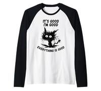 Es Bueno, Soy Bueno, Todo es Humor, Gracioso, Gato Estresado Camiseta Manga Raglan