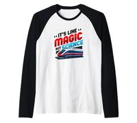 Es como Magia Pero Ciencia física Tren Maglev Camiseta Manga Raglan