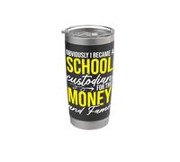 Es curioso Obviamente me convertí en custodio de la escuela por el dinero Vaso térmico de acero inoxidable de doble pared