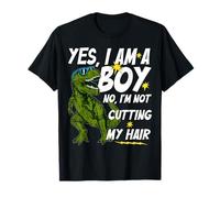 Es curioso: Sí, soy un niño, no, no me voy a cortar el pelo, dinosaurio Camiseta