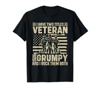Es Curioso, Tengo Dos títulos: Veteran y Grumpy Veteran Grandpa Camiseta