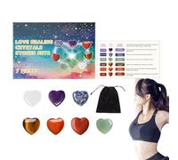 es de corazón, juego de piedras de corazón - 7 piedras de palma con bolsa de terciopelo - Piedra preciosa decorativa, de decoración del hogar para el día de la madre, meditación, escritorio, vitrina