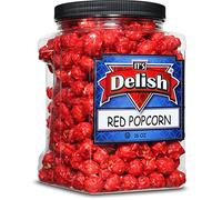 Es Delish - Palomitas de maíz con sabor a cereza roja gourmet de It's Delish, recipiente jumbo de 16 onzas | Snack de maíz pop a granel - confeti de caramelo con temática roja afrutada | Fiesta de cumpleaños, eventos - sin gluten, vegano, Kosher