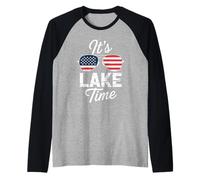 Es el lago Time Patriotic American USA Flag 4 de julio Desig Camiseta Manga Raglan