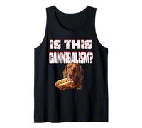 es Esto canibalismo? Perro Salchicha Comiendo un Hot Dog Camiseta sin Mangas