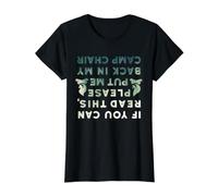 Es Gracioso si Puedes Leer Esto Put Me Back In Camp Chair Camiseta gráfica económica, Mujer, Negro, XL
