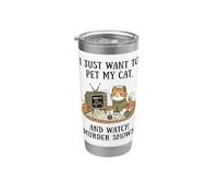 Es gracioso, solo quiero acariciar a mi gato y ver programas de asesinatos 6 Vaso térmico de acero inoxidable de doble pared