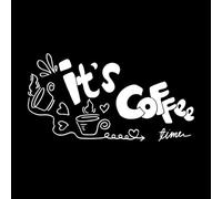 Es hora del café frase estilo garabato de tinta Calcomanías de grabado 47.6x89.6cm Impermeable Blanco