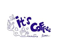 Es hora del café frase estilo garabato de tinta Pegatinas de grabado 54.4x102.4cm No daña la superficie de la pared Azul oscuro