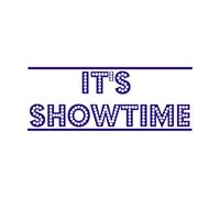 Es hora del espectáculo, cine, teatro, película, sala de juegos para niños. Calcomanías de grabado 42x108.2cm No se cae Azul oscuro