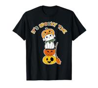 Es Hora Espeluznante Divertido Lindo Gato Calabaza Halloween Camiseta