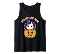 Es Hora Espeluznante Divertido Lindo Gato Calabaza Halloween Camiseta sin Mangas