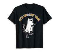 Es Hora Espeluznante Divertido Lindo Gato Fantasma Halloween Camiseta