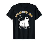 Es Hora Espeluznante Divertido Lindo Gato Fantasma Halloween Camiseta