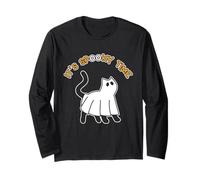 Es Hora Espeluznante Divertido Lindo Gato Fantasma Halloween Manga Larga