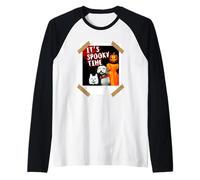 Es Hora Espeluznante Gracioso Gato Perro niña Calabaza Camiseta Manga Raglan