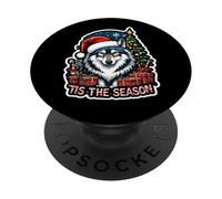 Es la Temporada navideña de Grey Wolf Grey Timberwolf PopSockets PopGrip Adhesivo