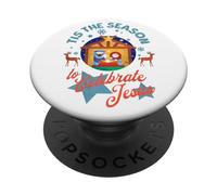 Es la Temporada para Celebrar el Pesebre de la Navidad de Jesús PopSockets PopGrip Adhesivo