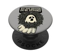 Es la temporada para ser fantasma gótico espeluznante y rosa negra PopSockets PopGrip Adhesivo