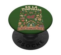 Es La Temporada - Piñata navideña Mexicana, diseño de Flor de Pascua PopSockets PopGrip Adhesivo
