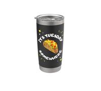 Es martes en algún lugar divertido taco amante de la comida mexicana Vaso térmico de acero inoxidable de doble pared