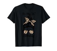 Es mi 26 cumpleaños Happy 26 Years Old Messy Bun Leopard Camiseta gráfica económica, Hombre, Negro, S