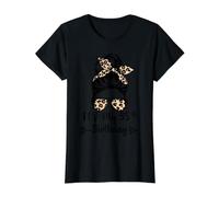 Es mi 35 cumpleaños Happy 35 Years Old Messy Bun Leopard Camiseta gráfica económica, Mujer, Negro, S