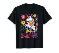 Es mi cumpleaños 14 Unicornio Floral Fun Camiseta
