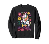 Es mi cumpleaños 14 Unicornio Floral Fun Sudadera