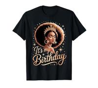 Es mi cumpleaños Black Queen Crown Afro Diva Women Camiseta
