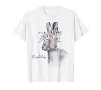 Es mi cumpleaños Conejo con Flores diseño Acuarela Camiseta
