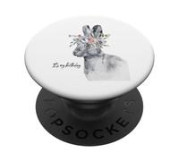 Es mi cumpleaños Conejo con Flores diseño Acuarela PopSockets PopGrip Adhesivo