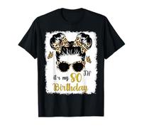 Es mi moño desordenado de Leopardo de 80 cumpleaños, cumpleaños de 80 años Camiseta