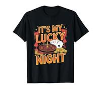 Es mi Noche de la Suerte Divertido Casino Ruleta Camiseta gráfica económica, Hombre, Negro, S