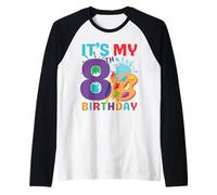 Es mi octavo cumpleaños Pintando arte artista de 8 años Camiseta Manga Raglan