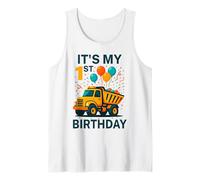 Es mi primer cumpleaños camión volquete divertido cumpleaños niños niños Camiseta sin Mangas