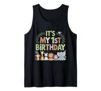 Es mi Primer cumpleaños Zoo Familia Animal 1 Año Camiseta sin Mangas