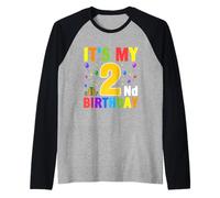 Es mi Regalo de Segundo cumpleaños para niños y niñas de 2 años Camiseta Manga Raglan