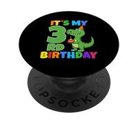Es mi Tercer cumpleaños Dinosaurio T-Rex niño de 3 años Divertido PopSockets PopGrip Adhesivo