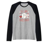Es mi Tercera Tercera Navidad Navidad Cumpleaños Disfraz Camiseta Manga Raglan
