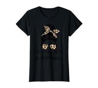 Es mi vigésimo cumpleaños Happy 20 Years Old Messy Bun Leopard Camiseta gráfica económica, Mujer, Negro, L