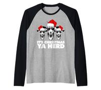 Es Navidad, rebaños de Cabras navideñas Camiseta Manga Raglan