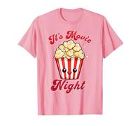 Es Noche de Cine Kawaii Popcorn Happy Anime Camiseta, Hombre, Rosado, XXL