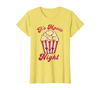 Es Noche de Cine Kawaii Popcorn Happy Anime Camiseta, Mujer, Limón, 3XL