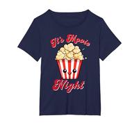 Es Noche de Cine Kawaii Popcorn Happy Anime Camiseta, Mujer Tallas Grandes, Azul Marino, 5XL Grande